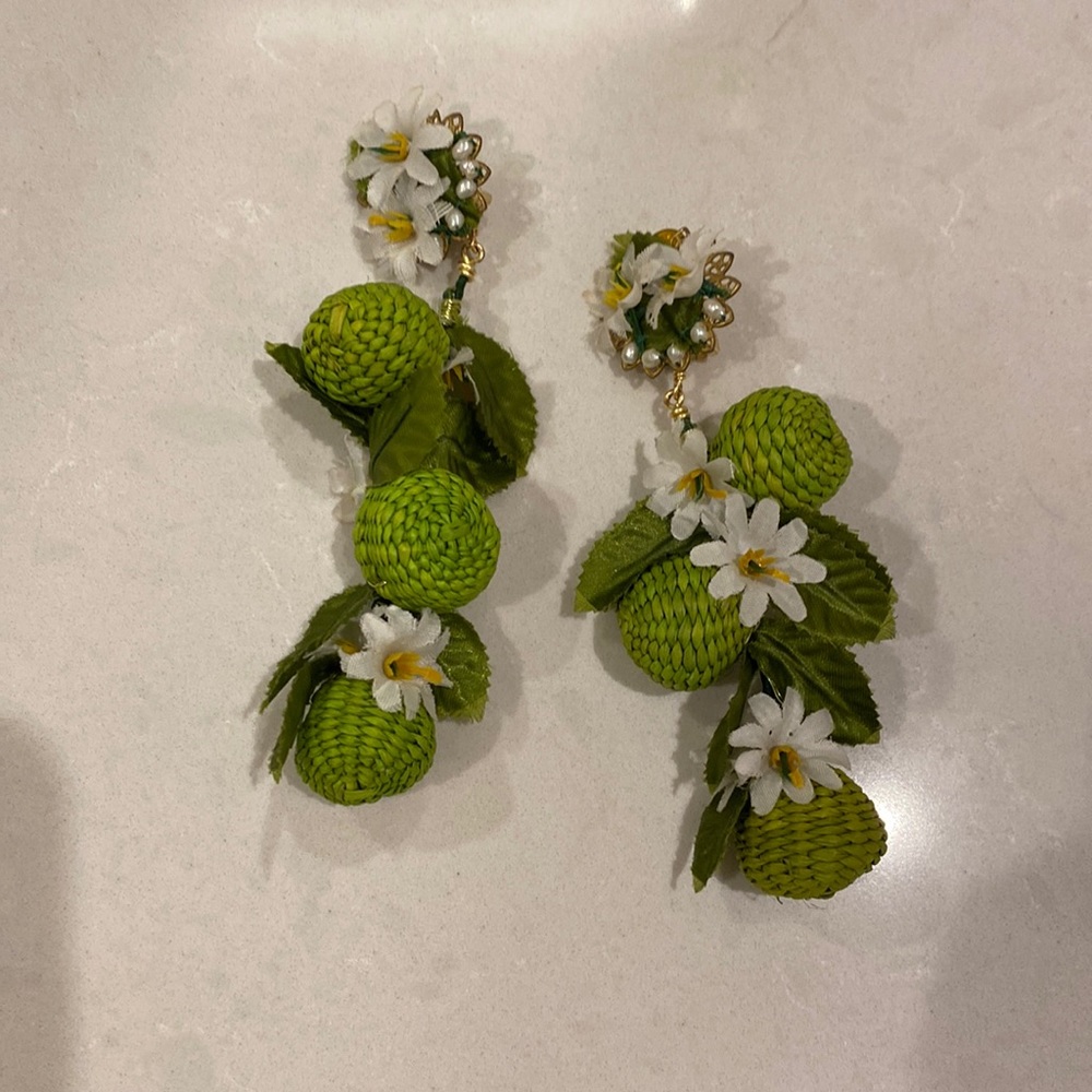 Green statement earrings